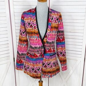 Vintage 80s 90s SpaceGirly Ikat Print Blazer Jacket Multicolor Medium
